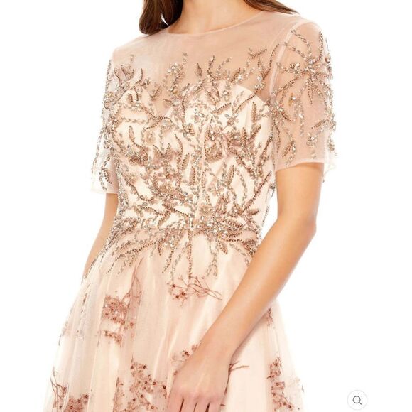 Mac Duggal 79317 Illusion Cap Sleeve A Line Gown Dress  10 - Picture 3 of 16